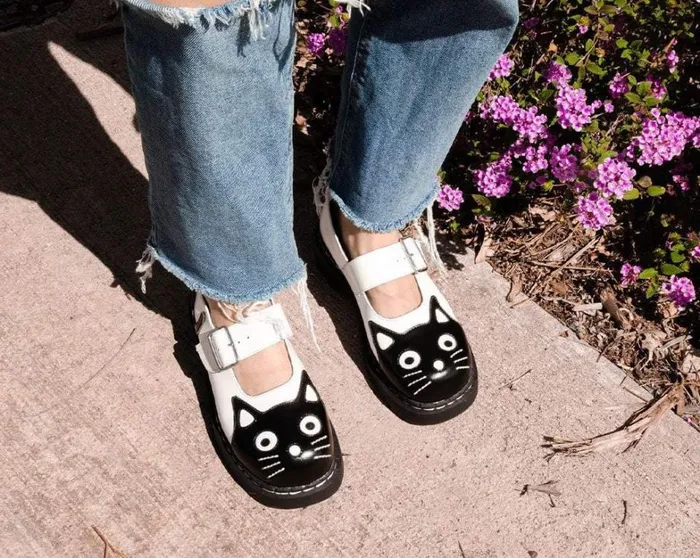 White And Black Kitty Mary Jane Women TUK Shoes Mary Janes White And Black Kitty Mary Jane Women TUK Shoes Mary Janes