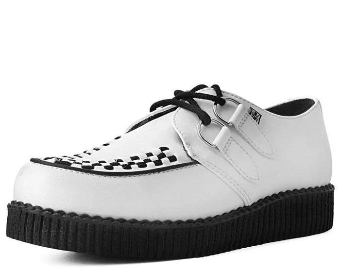 White Faux Leather Vegan Viva Low Sole Creepers Women TUK Shoes Vegan