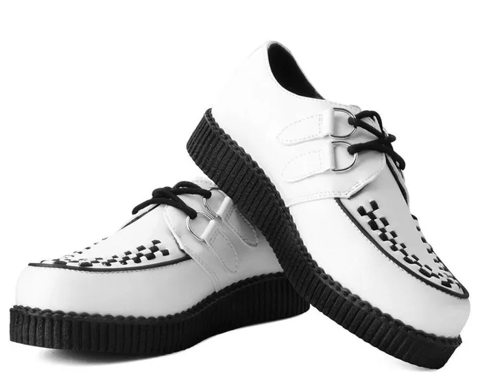 White Faux Leather Vegan Viva Low Sole Creepers Women TUK Shoes Vegan White Faux Leather Vegan Viva Low Sole Creepers Women TUK Shoes Vegan