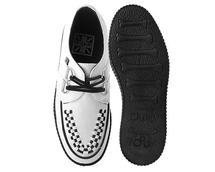 White Faux Leather Vegan Viva Low Sole Creepers Women TUK Shoes Vegan White Faux Leather Vegan Viva Low Sole Creepers Women TUK Shoes Vegan