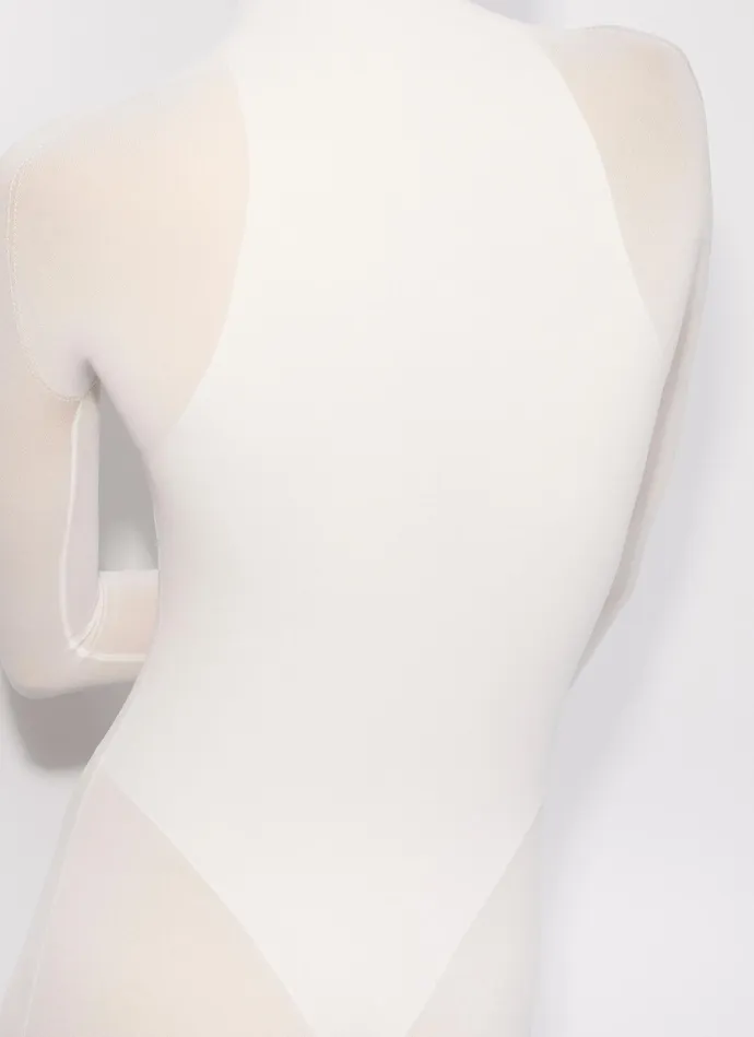 White Fitted Body In Fine Knit Women Alaa Bodysuits and Leggings