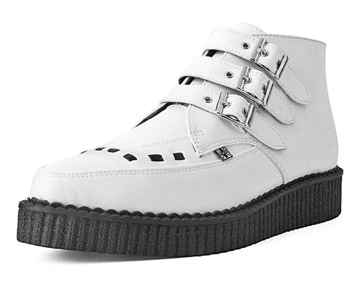 White TUKskin 3Buckle Creeper Boot Shoe Women TUK Shoes Boots