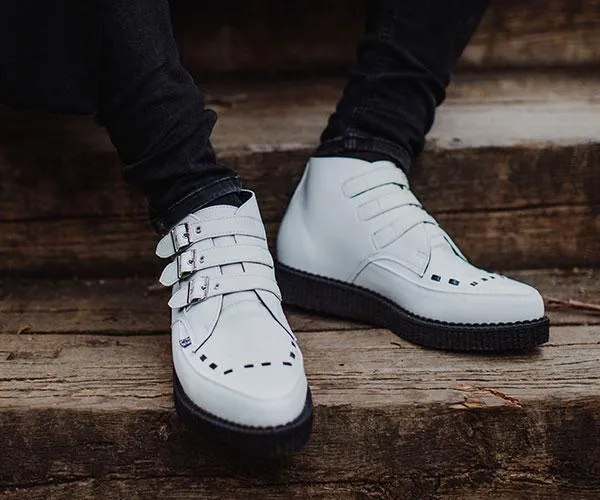 White TUKskin 3Buckle Creeper Boot Shoe Women TUK Shoes Boots