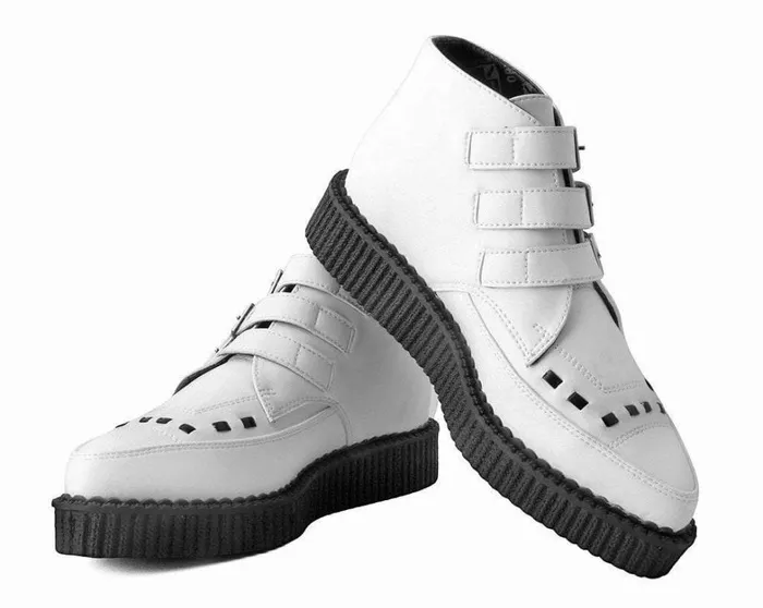 White TUKskin 3Buckle Creeper Boot Shoe Women TUK Shoes Boots