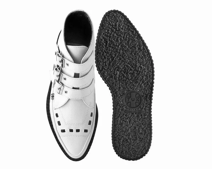 White TUKskin 3Buckle Creeper Boot Shoe Women TUK Shoes Boots