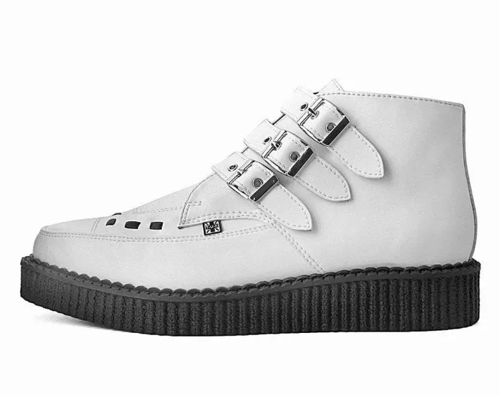 White TUKskin 3Buckle Creeper Boot Shoe Women TUK Shoes Boots