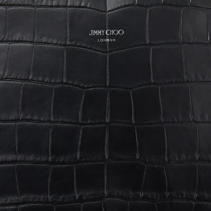 Wilmer Black CrocEmbossed Leather Backpack Black Men JIMMY CHOO Bags