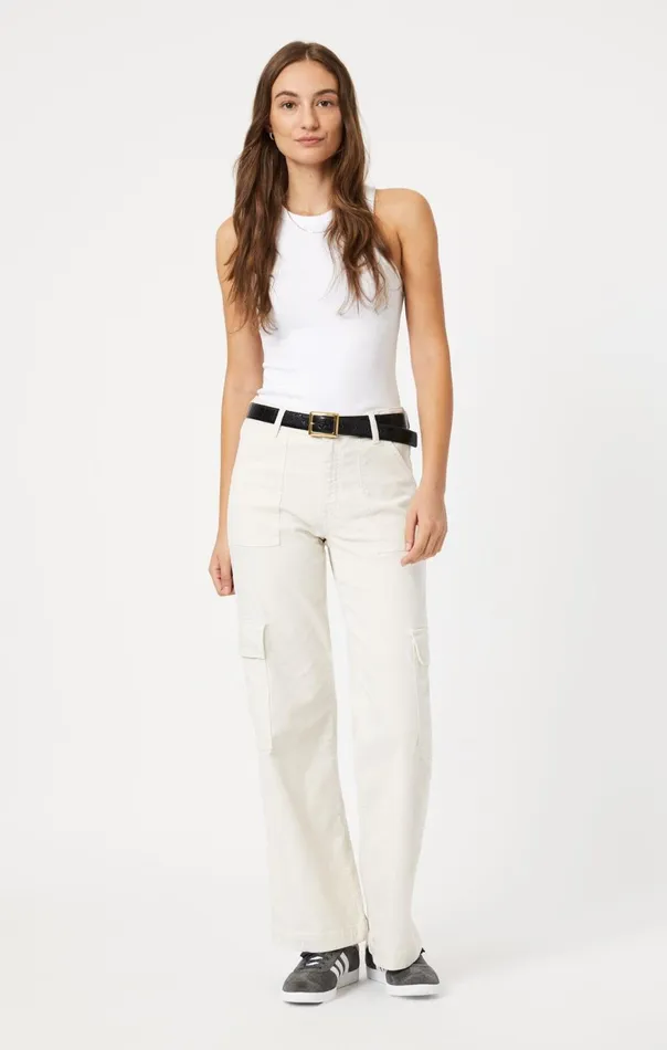 Women Alva Straight Cargo Pants In Off White Luxe Twill Mavi Jeans Pants Women Alva Straight Cargo Pants In Off White Luxe Twill Mavi Jeans Pants