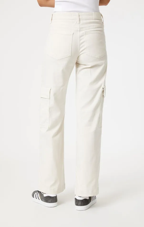 Women Alva Straight Cargo Pants In Off White Luxe Twill Mavi Jeans Pants Women Alva Straight Cargo Pants In Off White Luxe Twill Mavi Jeans Pants