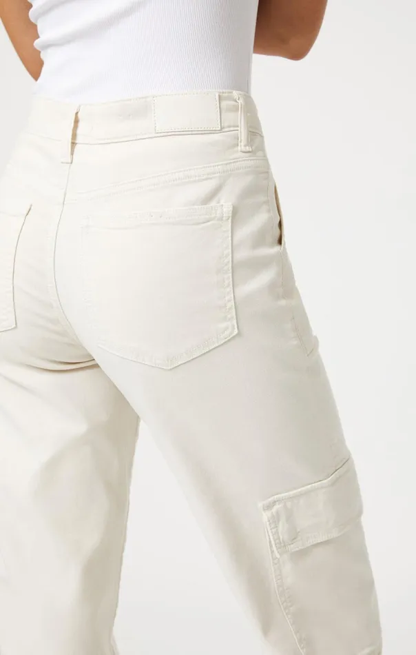 Women Alva Straight Cargo Pants In Off White Luxe Twill Mavi Jeans Pants Women Alva Straight Cargo Pants In Off White Luxe Twill Mavi Jeans Pants
