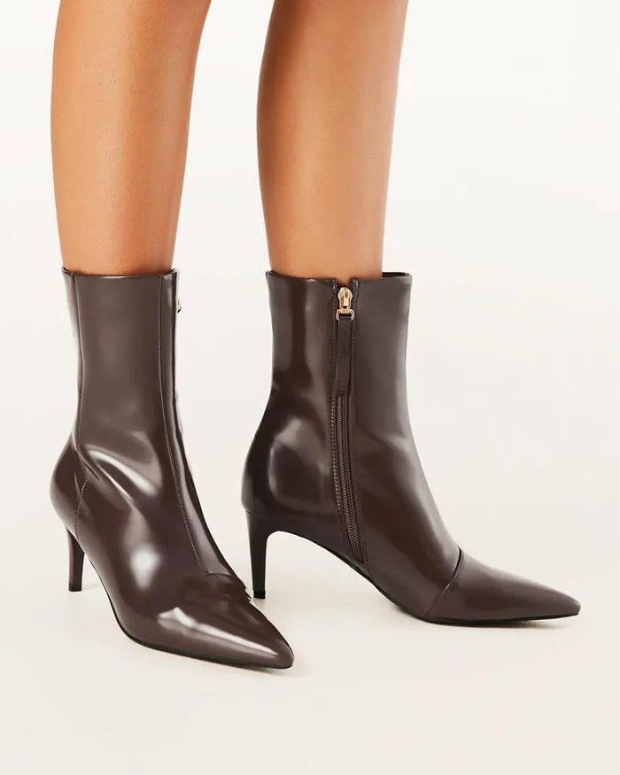 Women Ankle Boots Billini AINSLEY 8211 CHOC SHINE