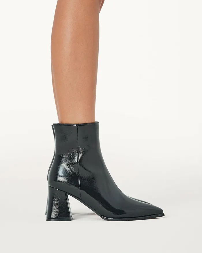 Women Ankle Boots Billini CADEN 8211 BLACK CRINKLE PATENT
