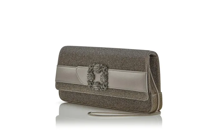 Women Bags Manolo Blahnik GOTHISI GLITTER Gold Glitter Fabric Jewel Buckle Clutch Women Bags Manolo Blahnik GOTHISI GLITTER Gold Glitter Fabric Jewel Buckle Clutch