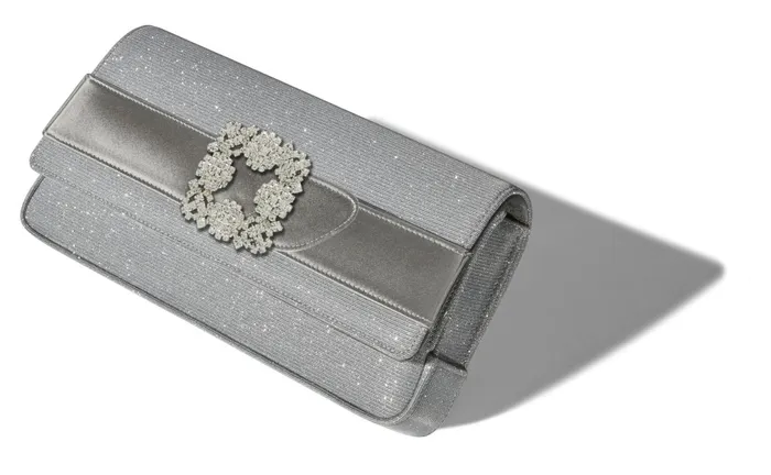 Women Bags Manolo Blahnik GOTHISI GLITTER Silver Glitter Jewel Buckle Clutch Women Bags Manolo Blahnik GOTHISI GLITTER Silver Glitter Jewel Buckle Clutch