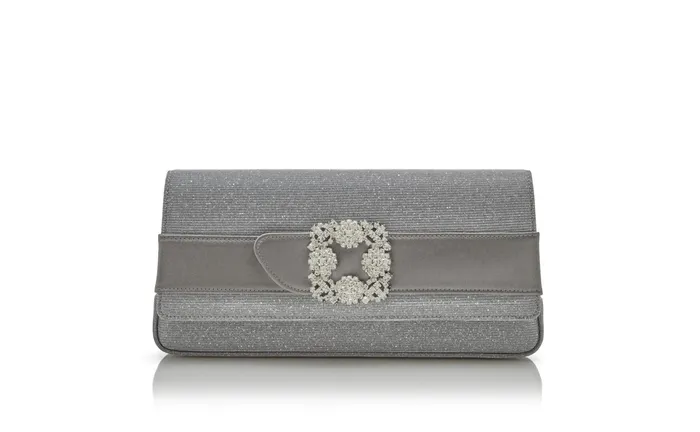 Women Bags Manolo Blahnik GOTHISI GLITTER Silver Glitter Jewel Buckle Clutch Women Bags Manolo Blahnik GOTHISI GLITTER Silver Glitter Jewel Buckle Clutch