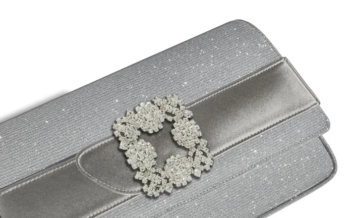Women Bags Manolo Blahnik GOTHISI GLITTER Silver Glitter Jewel Buckle Clutch Women Bags Manolo Blahnik GOTHISI GLITTER Silver Glitter Jewel Buckle Clutch