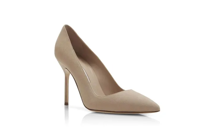 Women BB Manolo Blahnik BB Dark Cream Suede Pointed Toe Pumps