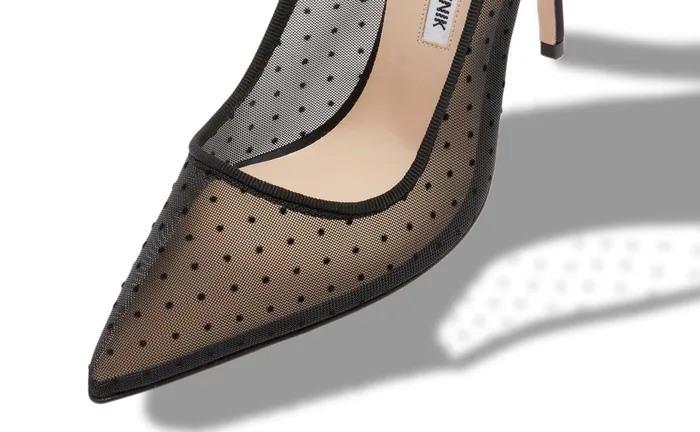 Women BB Manolo Blahnik BB MESH Black Mesh Polka Dot Pointed Toe Pumps Women BB Manolo Blahnik BB MESH Black Mesh Polka Dot Pointed Toe Pumps