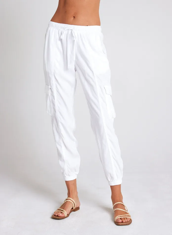 Women Bella Dahl Joggers Cargo Track Pants 8211 White WHITE