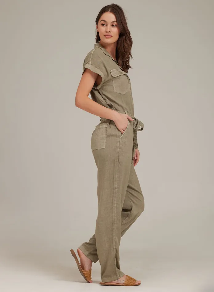 Women Bella Dahl Jumpsuits and Rompers Patch Pocket Jumpsuit 8211 Sage Sea SAGE SEA