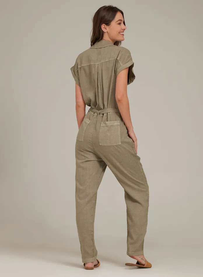 Women Bella Dahl Jumpsuits and Rompers Patch Pocket Jumpsuit 8211 Sage Sea SAGE SEA