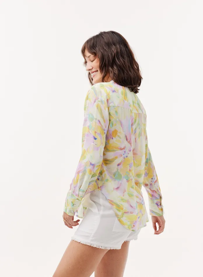 Women Bella Dahl Long Sleeve Floral Button Down 8211 Sunbeam Bloom Print SUNBEAM BLOOM PRINT