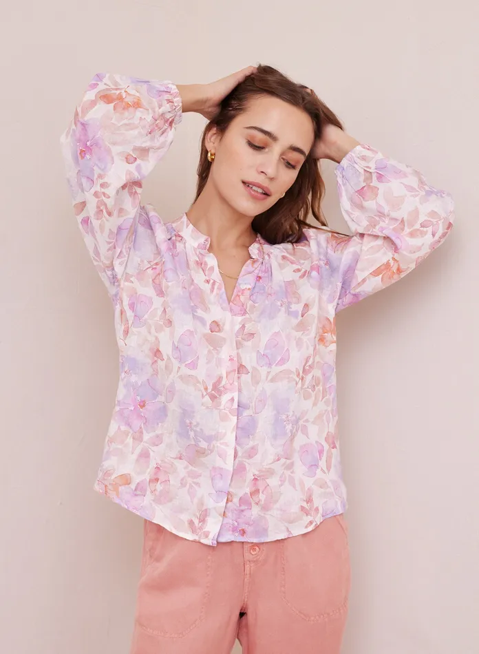 Women Bella Dahl Long Sleeve Floral Linen Raglan Shirt 8211 Peach Jardin Print PEACH JARDIN PRINT Women Bella Dahl Long Sleeve Floral Linen Raglan Shirt 8211 Peach Jardin Print PEACH JARDIN PRINT