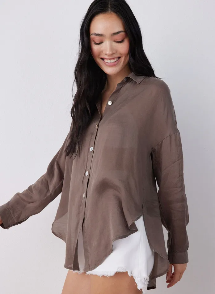 Women Bella Dahl Long Sleeve Flowy Beach Shirt 8211 Sierra Brown SIERRA BROWN Women Bella Dahl Long Sleeve Flowy Beach Shirt 8211 Sierra Brown SIERRA BROWN