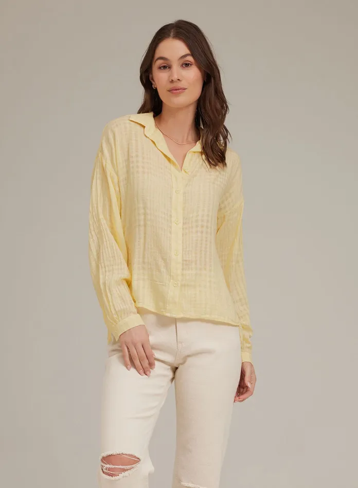 Women Bella Dahl Long Sleeve HiLo Shadow Plaid Shirt 8211 Sunbeam SUNBEAM