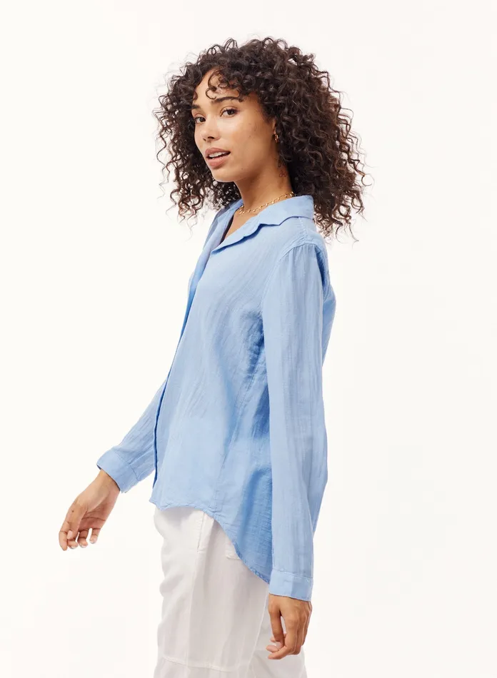 Women Bella Dahl Long Sleeve Long Sleeve Classic Button Down 8211 Blue Bay BLUE BAY