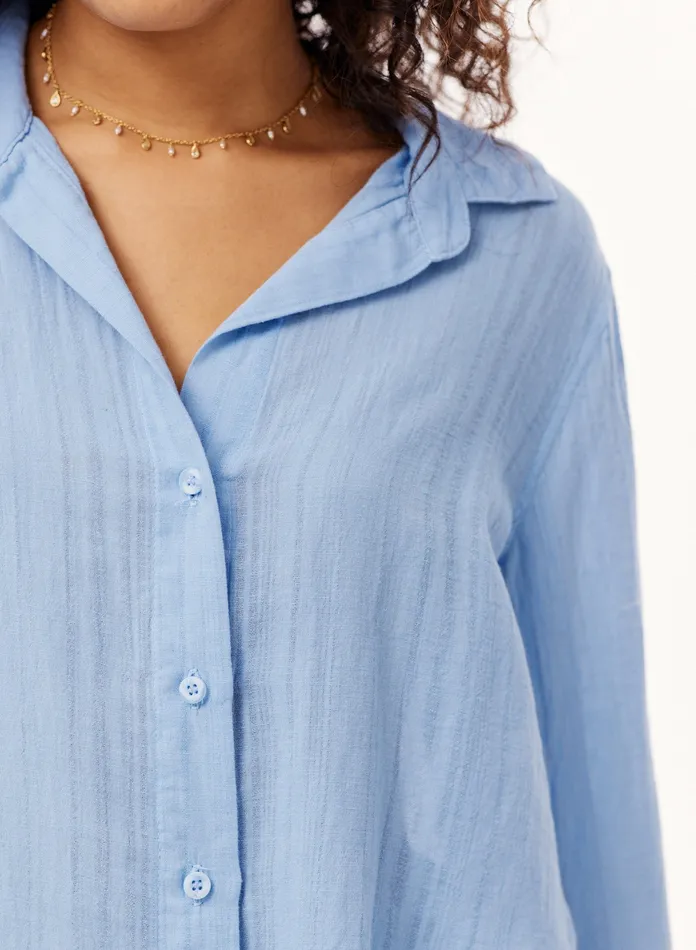 Women Bella Dahl Long Sleeve Long Sleeve Classic Button Down 8211 Blue Bay BLUE BAY