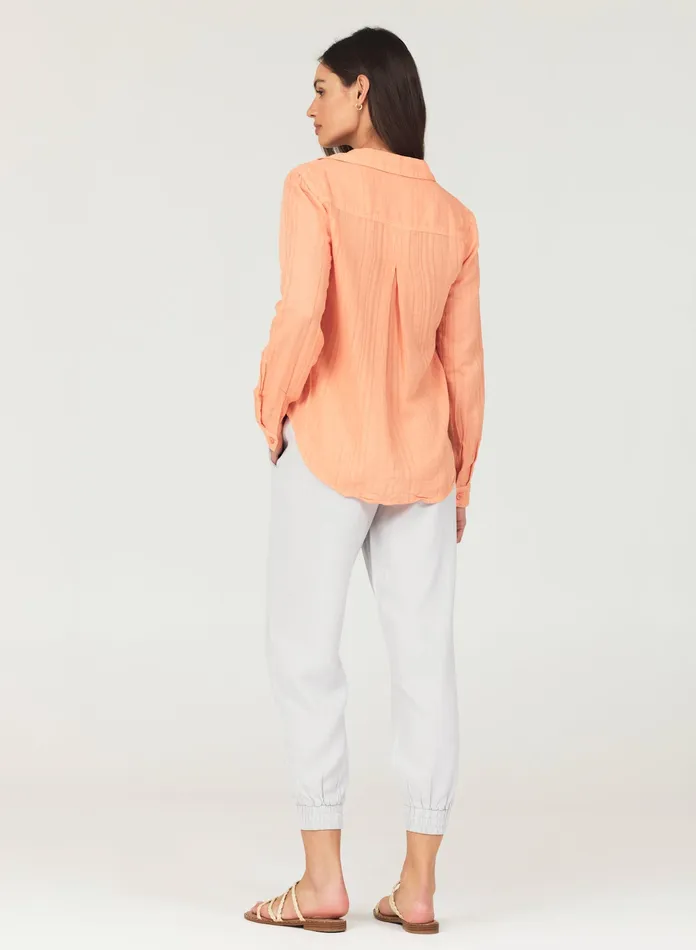 Women Bella Dahl Long Sleeve Long Sleeve Classic Button Down 8211 Orange Nectar ORANGE NECTAR