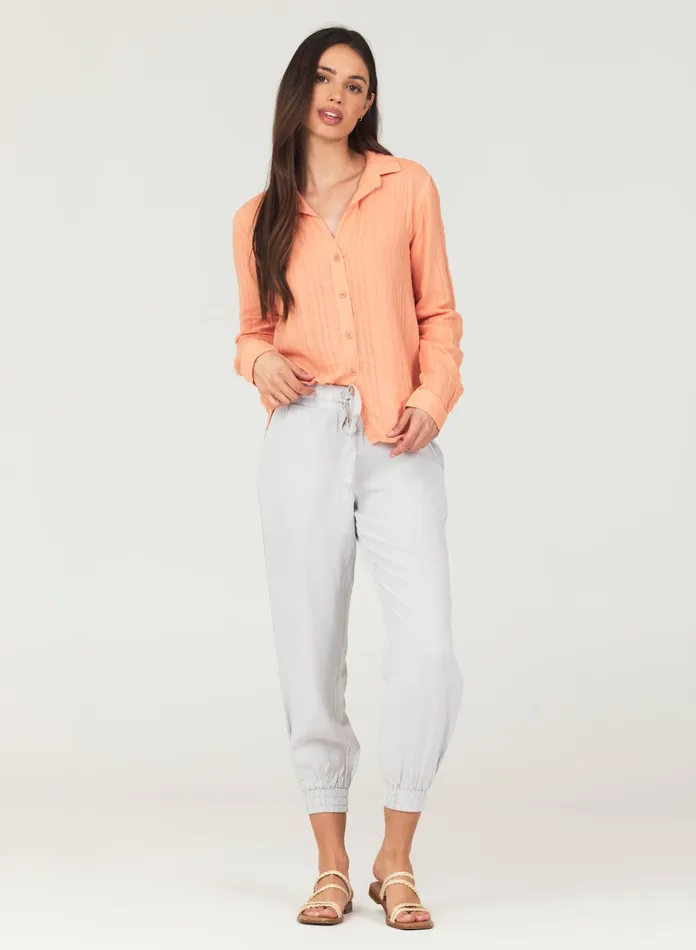Women Bella Dahl Long Sleeve Long Sleeve Classic Button Down 8211 Orange Nectar ORANGE NECTAR