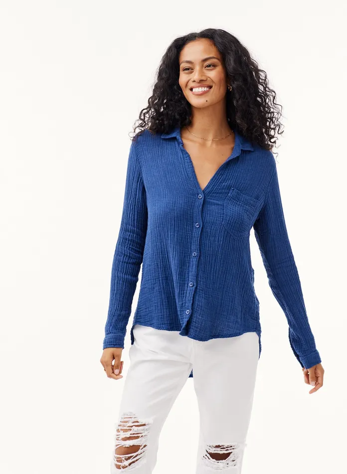 Women Bella Dahl Long Sleeve Pocket Button Down 8211 Bright Night BRIGHT NIGHT