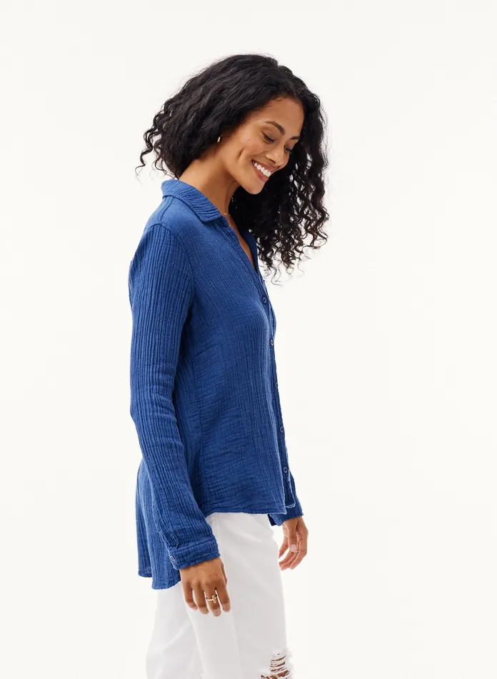 Women Bella Dahl Long Sleeve Pocket Button Down 8211 Bright Night BRIGHT NIGHT