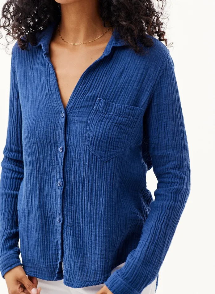 Women Bella Dahl Long Sleeve Pocket Button Down 8211 Bright Night BRIGHT NIGHT