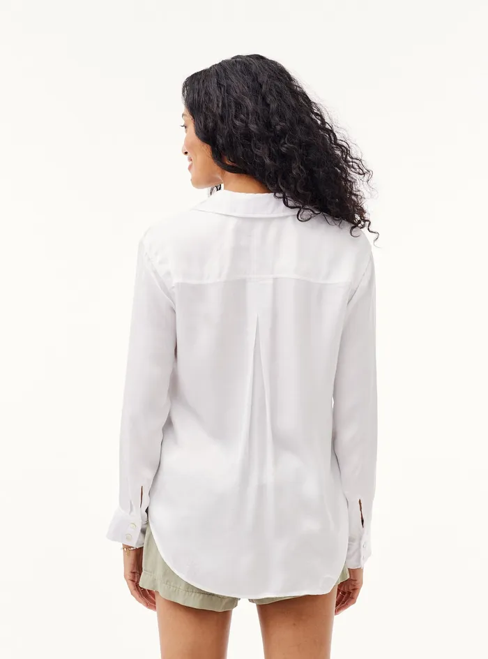 Women Bella Dahl Long Sleeve Side Slit Button Down Shirt 8211 White WHITE