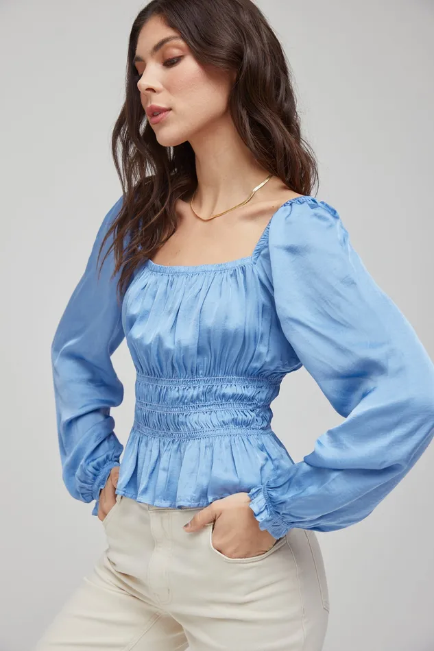 Women Bella Dahl Long Sleeve Smocked Long Sleeve Puff Sleeve Top 8211 Soft Indigo SOFT INDIGO Women Bella Dahl Long Sleeve Smocked Long Sleeve Puff Sleeve Top 8211 Soft Indigo SOFT INDIGO