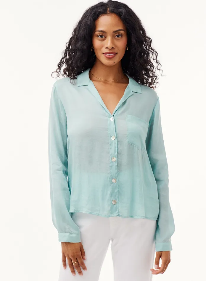 Women Bella Dahl Long Sleeve Tencel Pocket Button Down Top 8211 Aegean Teal AEGEAN TEAL Women Bella Dahl Long Sleeve Tencel Pocket Button Down Top 8211 Aegean Teal AEGEAN TEAL