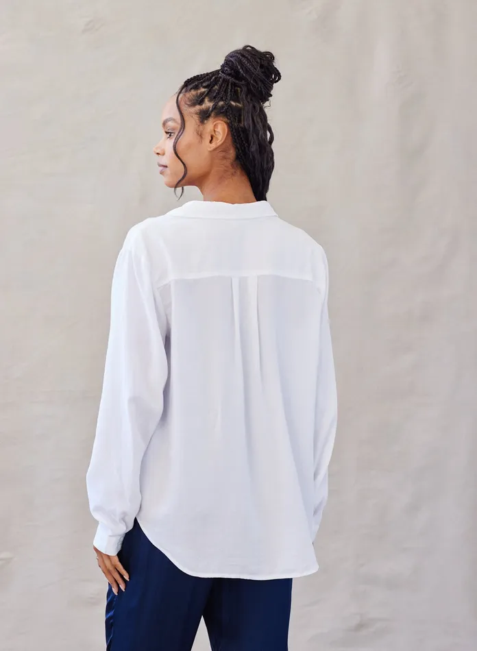 Women Bella Dahl Long Sleeve Two Pocket Classic Button Down 8211 White WHITE