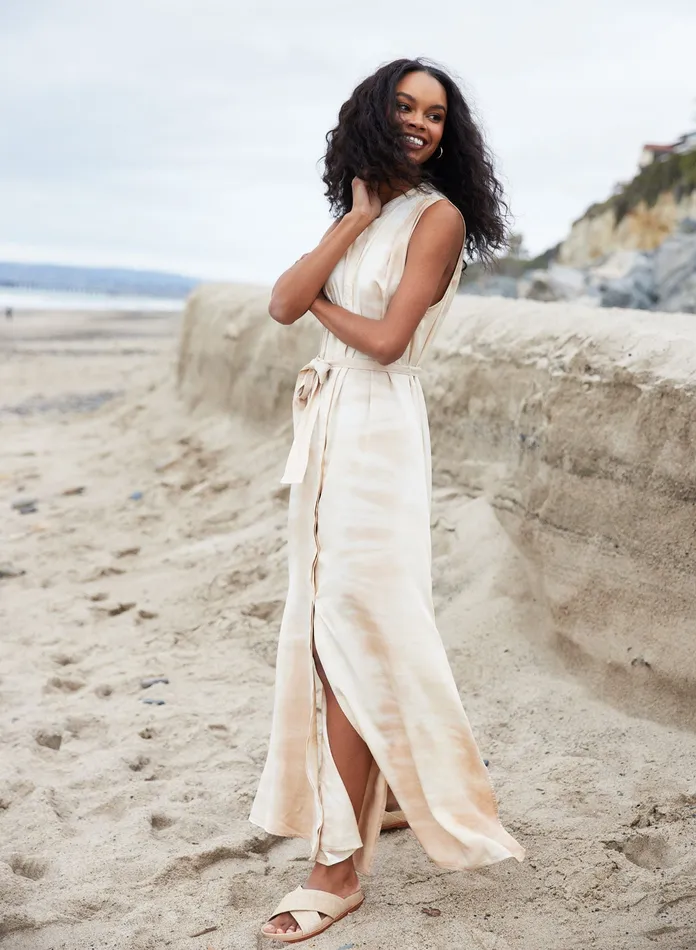 Women Bella Dahl Maxi Dresses Satin Side Slit Maxi Dress 8211 Dune Dye DUNE DYE Women Bella Dahl Maxi Dresses Satin Side Slit Maxi Dress 8211 Dune Dye DUNE DYE