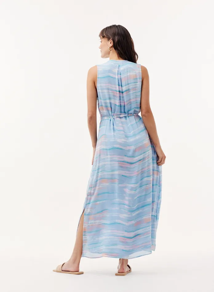 Women Bella Dahl Maxi Dresses Sleeveless Button Down Maxi Dress 8211 Milos Stripe Print MILOS STRIPE PRINT