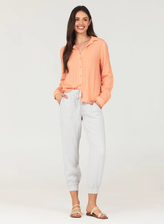 Women Bella Dahl Pants Easy Drawstring Jogger 8211 Foggy Sky FOGGY SKY