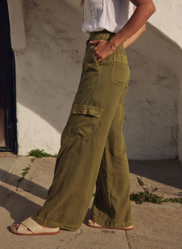 Women Bella Dahl Pants High Waisted Seam Pant 8211 Jungle Green JUNGLE GREEN