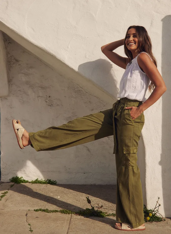 Women Bella Dahl Pants High Waisted Seam Pant 8211 Jungle Green JUNGLE GREEN