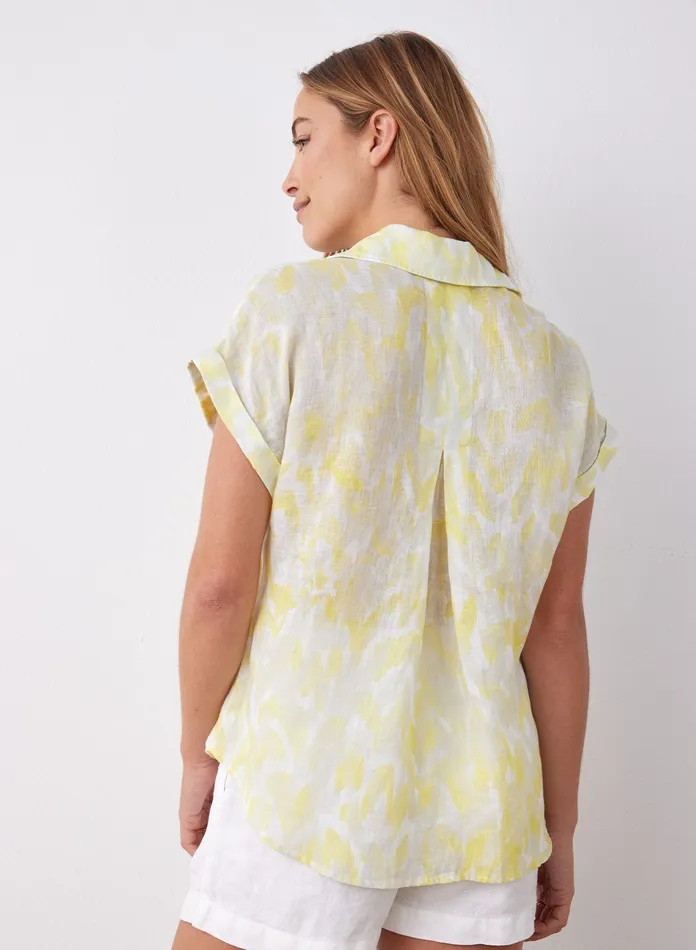 Women Bella Dahl Short Sleeve Linen Printed Button Down 8211 Layered Spots Print LAYERED SPOTS PRINT