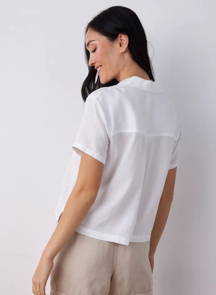 Women Bella Dahl Short Sleeve Short Sleeve Button Down Shirt 8211 White WHITE
