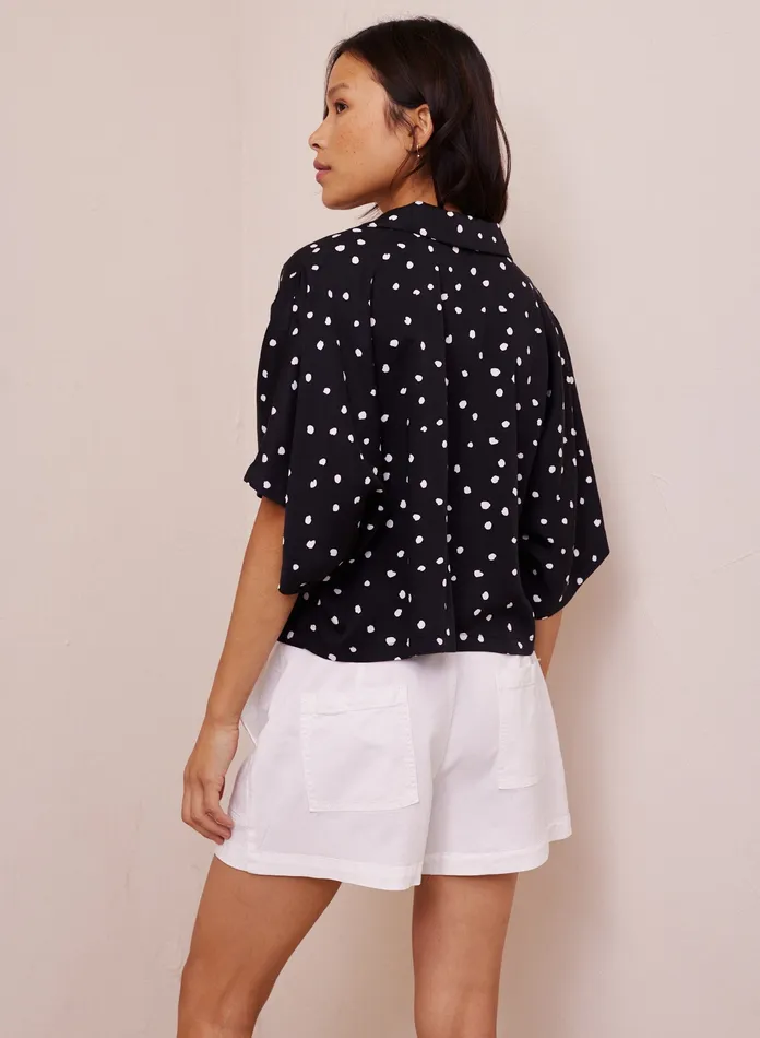 Women Bella Dahl Short Sleeve Short Sleeve Notch Collar Shirt 8211 Deco Dots Print DECO DOTS PRINT