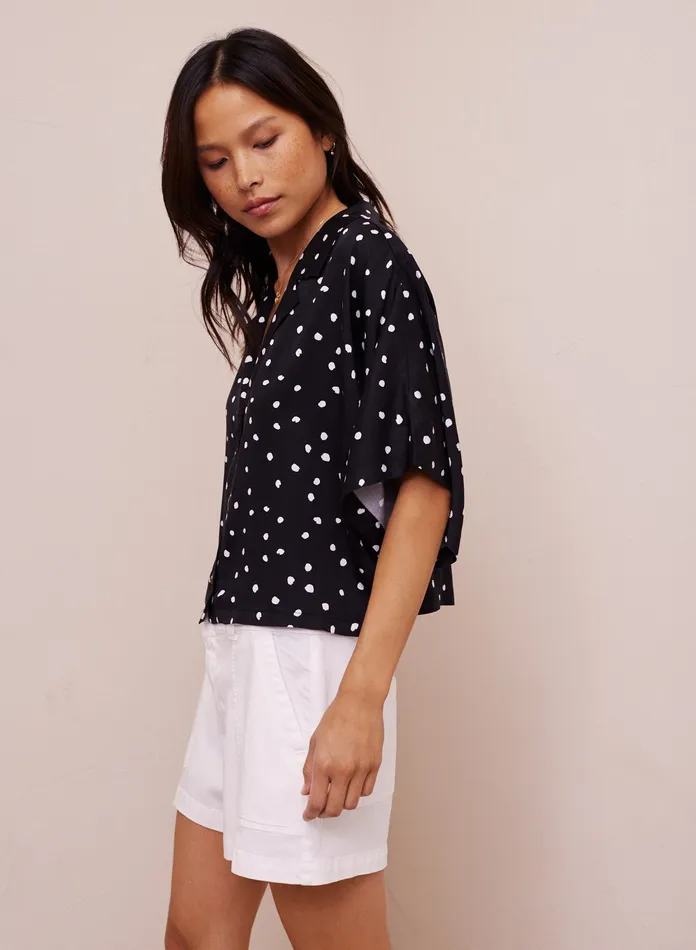 Women Bella Dahl Short Sleeve Short Sleeve Notch Collar Shirt 8211 Deco Dots Print DECO DOTS PRINT