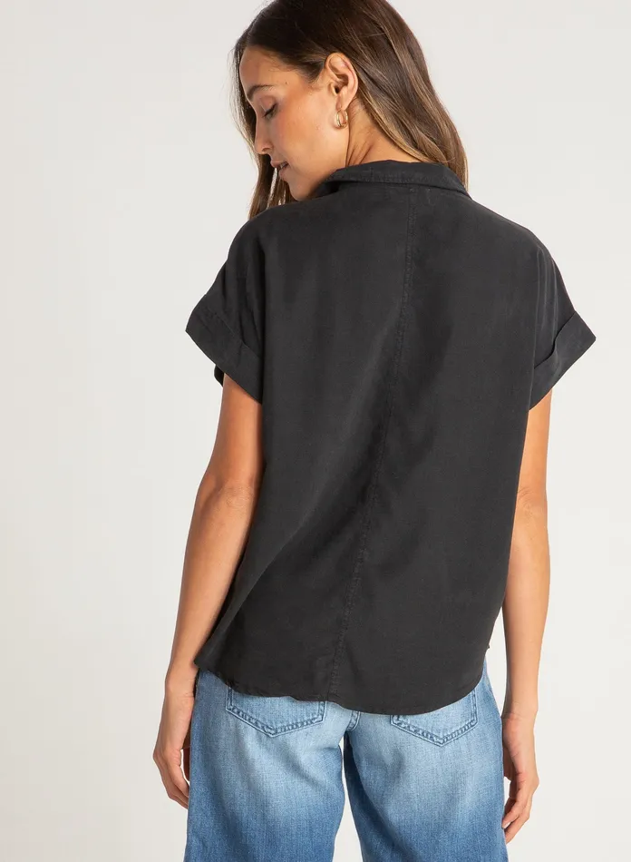 Women Bella Dahl Short Sleeve Short Sleeve Tencel Button Down 8211 Vintage Black VINTAGE BLACK